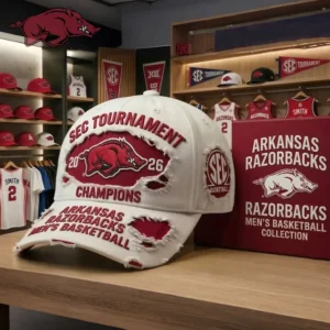 Arkansas Razorbacks 2026 SEC Tournament Champions Men's Basketball Distressed Cap