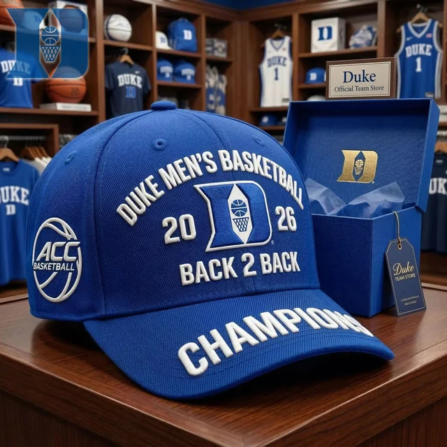 Duke Men's Basketball 2026 Back 2 Back Champions Cap - Front View