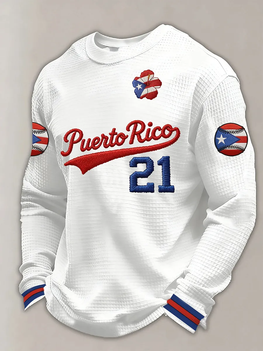 Puerto Rico Baseball Long Sleeve Shirt - Front View
