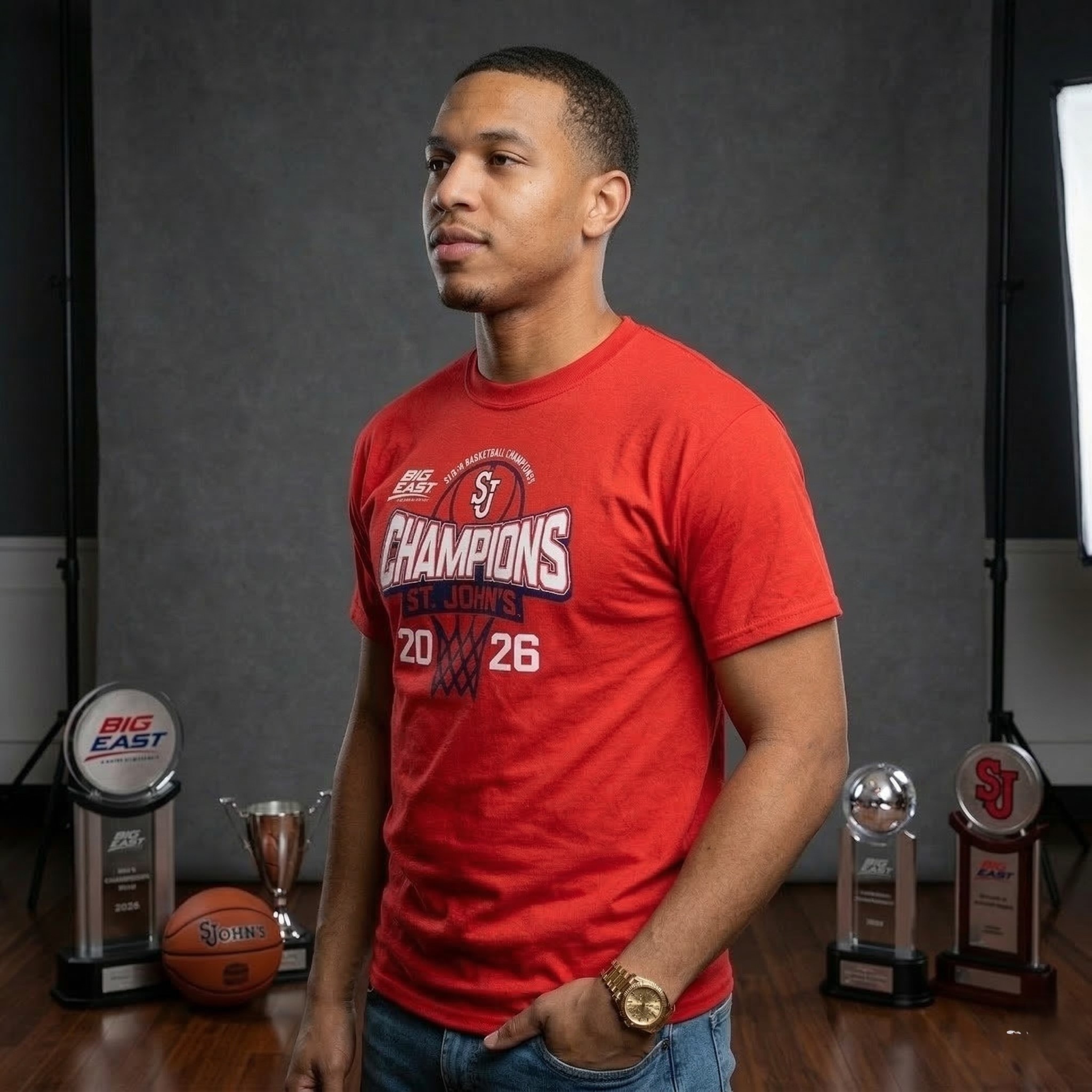 St. John's 2026 Big East Men's Basketball Tournament Champions T-Shirt - Detail View