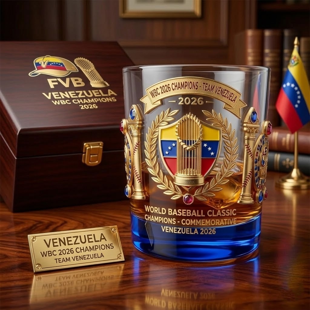 Venezuela WBC 2026 Champions Commemorative Whiskey Glass - Detail View