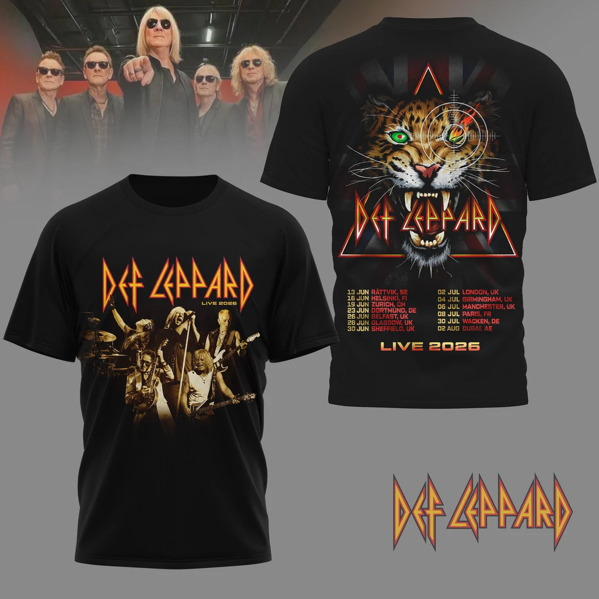 Def Leppard Live 2026 Tour Dates T-Shirt - Front View