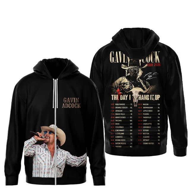 Gavin Adcock The Day I Hang It Up Tour 2026 Zip Hoodie - Front View