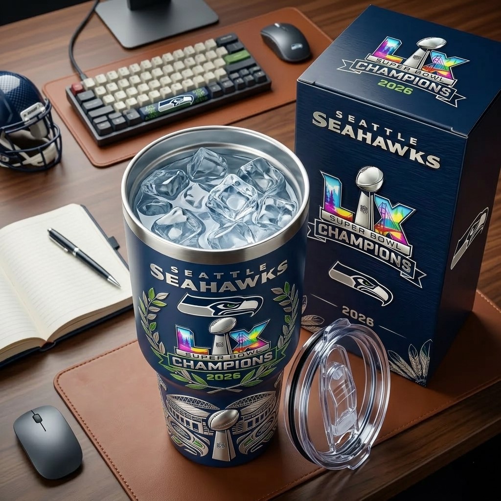 Seattle Seahawks Super Bowl LX Champions 2026 Tumbler - Detail View