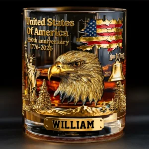 United States Of America 250th Anniversary 1776-2026 Personalized Whiskey Glass