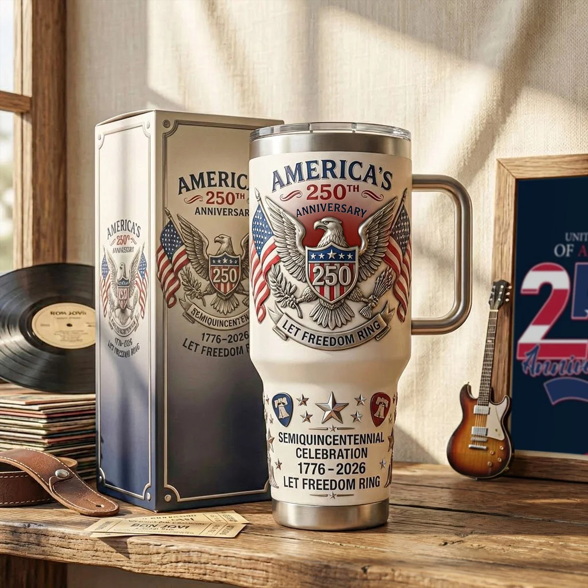 America 250th Anniversary Semiquincentennial Celebration 1776-2026 Tumbler - Front View