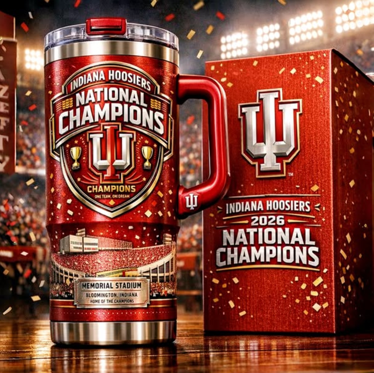 Indiana Hoosiers 2026 National Champions Tumbler - Front View