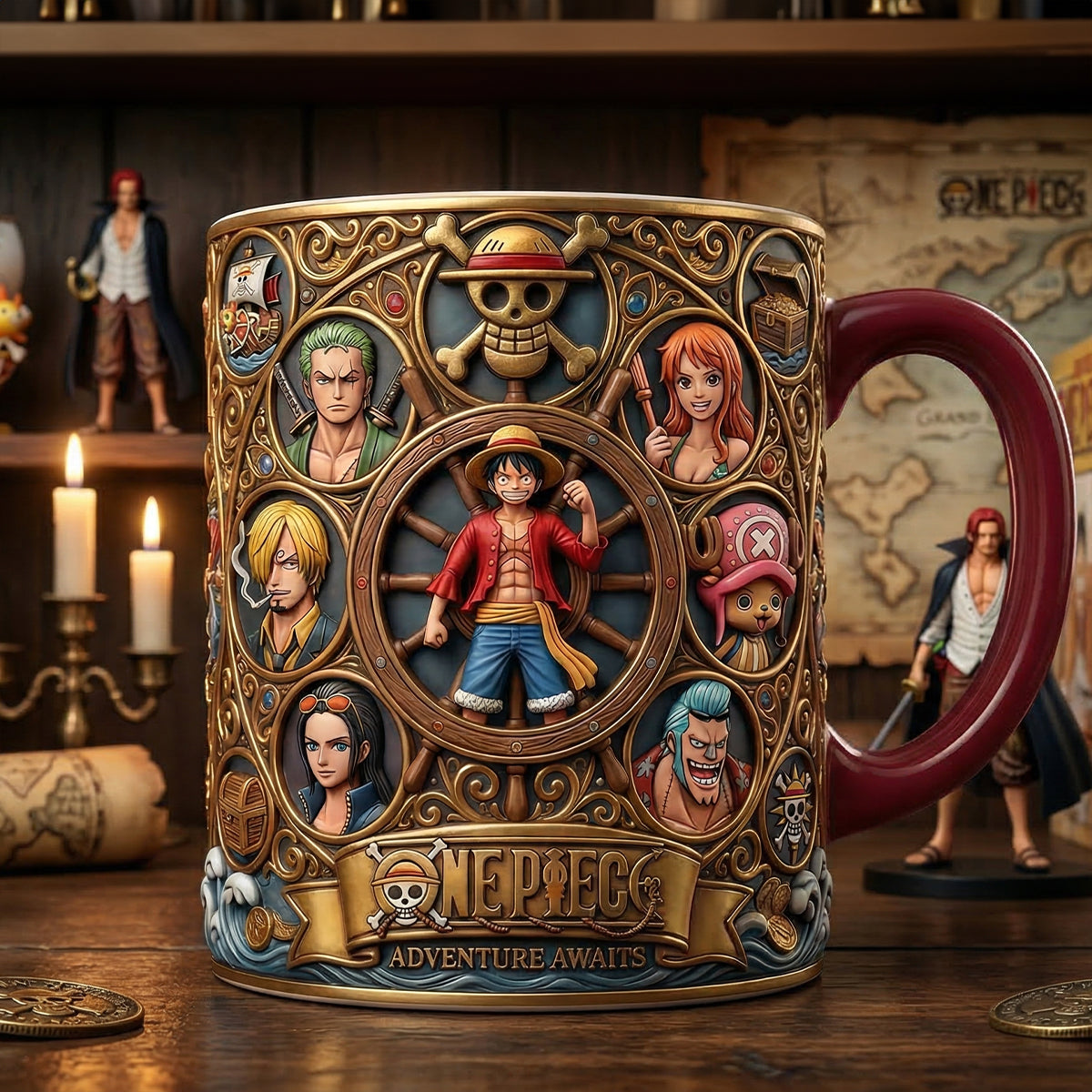 One Piece Straw Hat Pirates 3D Mug - Detail View