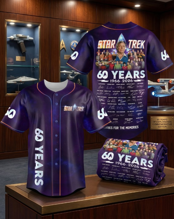 Star Trek 60 Years 1966-2026 Anniversary Signatures Baseball Jersey - Detail View