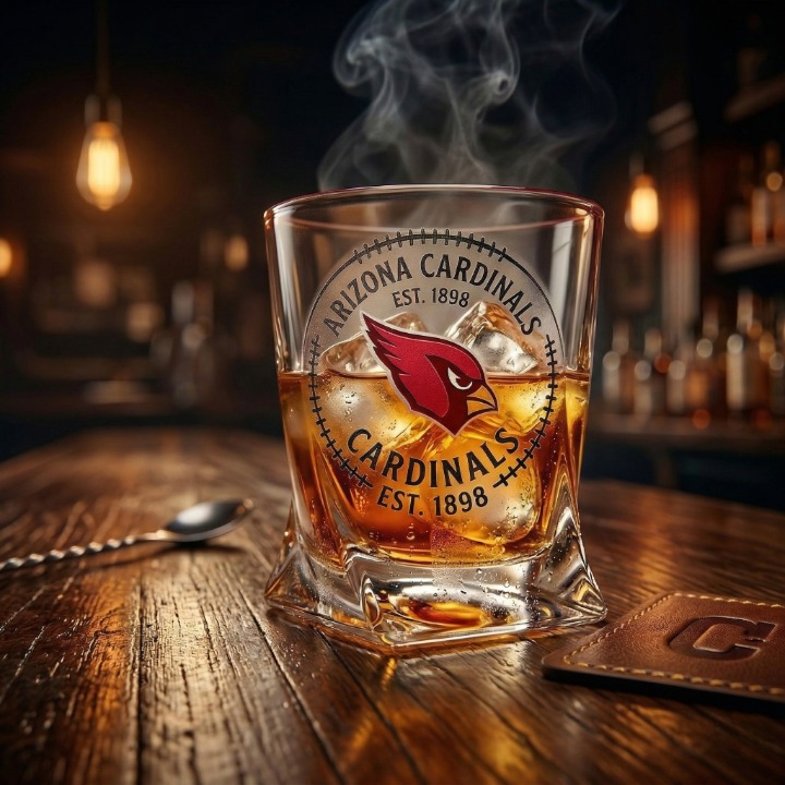Arizona Cardinals Est 1898 Whiskey Glass - Front View