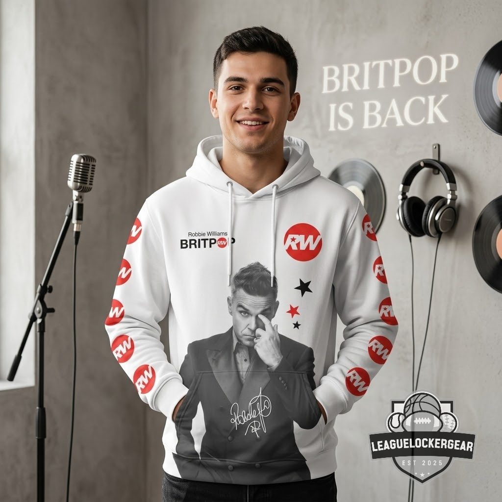 Robbie Williams Britpop 2026 Tour Dates Hoodie - Detail View