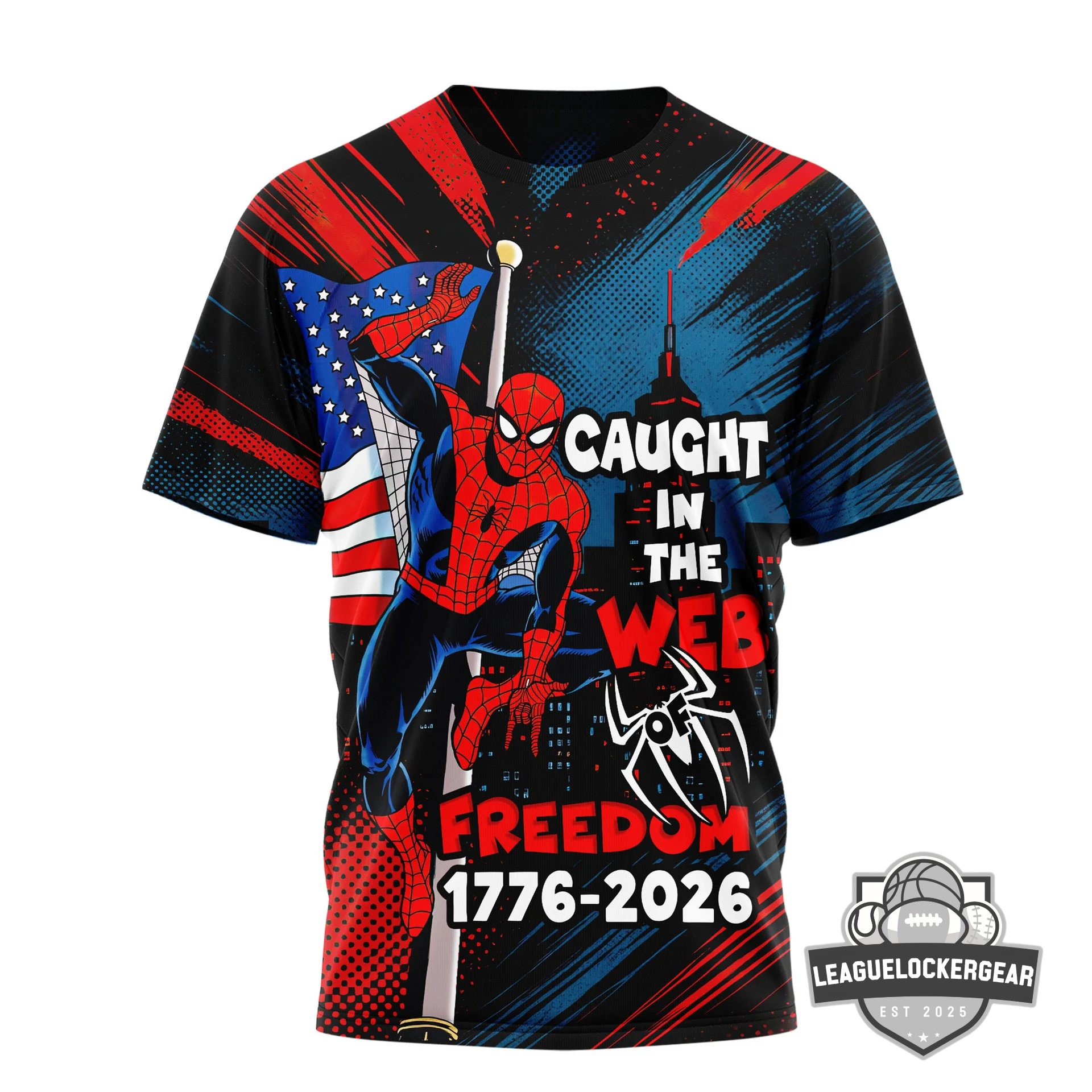 Spider-Man 250 Years of Freedom 1776-2026 T-Shirt - Detail View