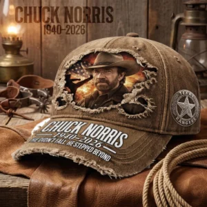 Chuck Norris 1940-2026 He Didn't Fall He Stepped Beyond Texas Rangers Distressed Hat