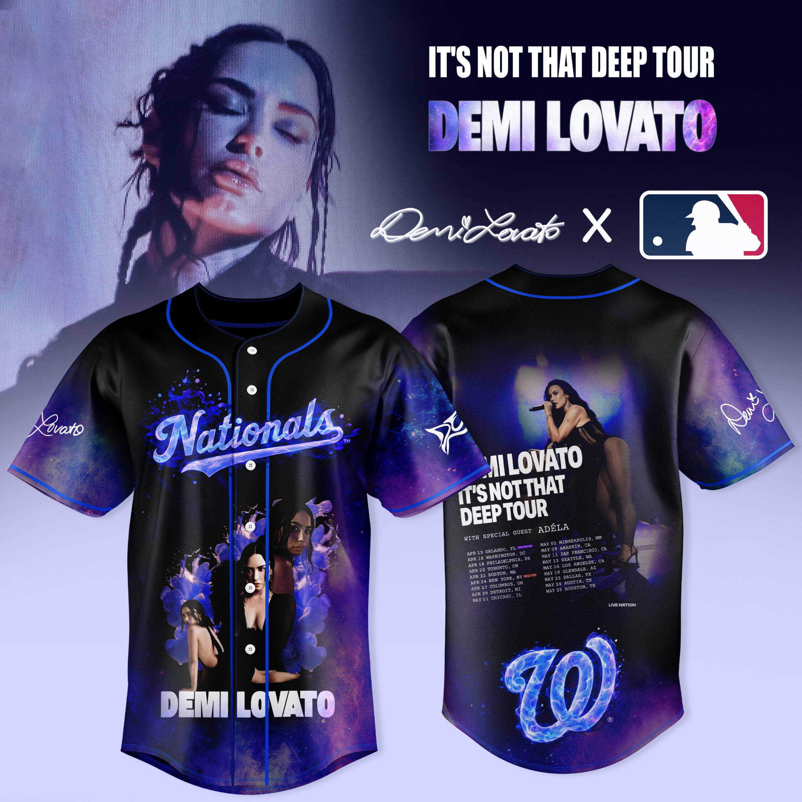 Demi Lovato x Washington Nationals It's Not That Deep Tour Baseball Jersey