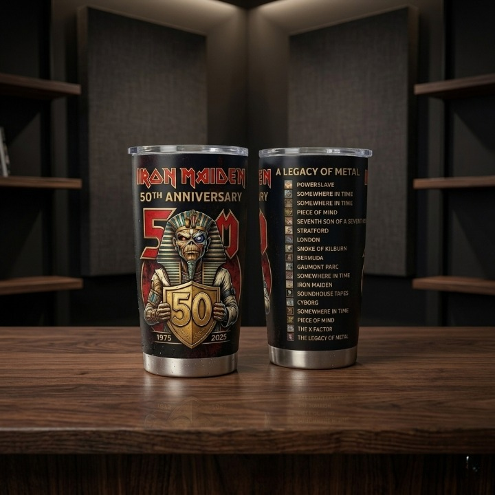 Iron Maiden 50th Anniversary A Legacy of Metal Tumbler - Front View