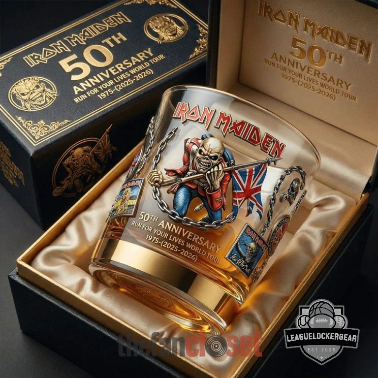 Iron Maiden 50th Anniversary Run For Your Lives World Tour Whiskey Glass - Front View