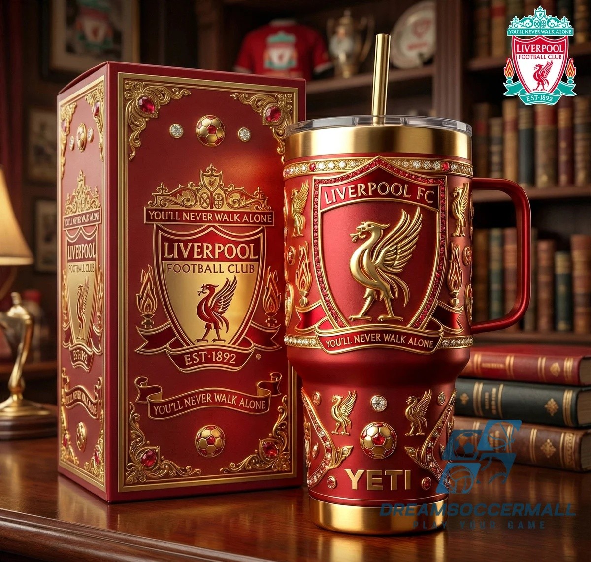 Liverpool FC You'll Never Walk Alone Gold Tumbler - Front View