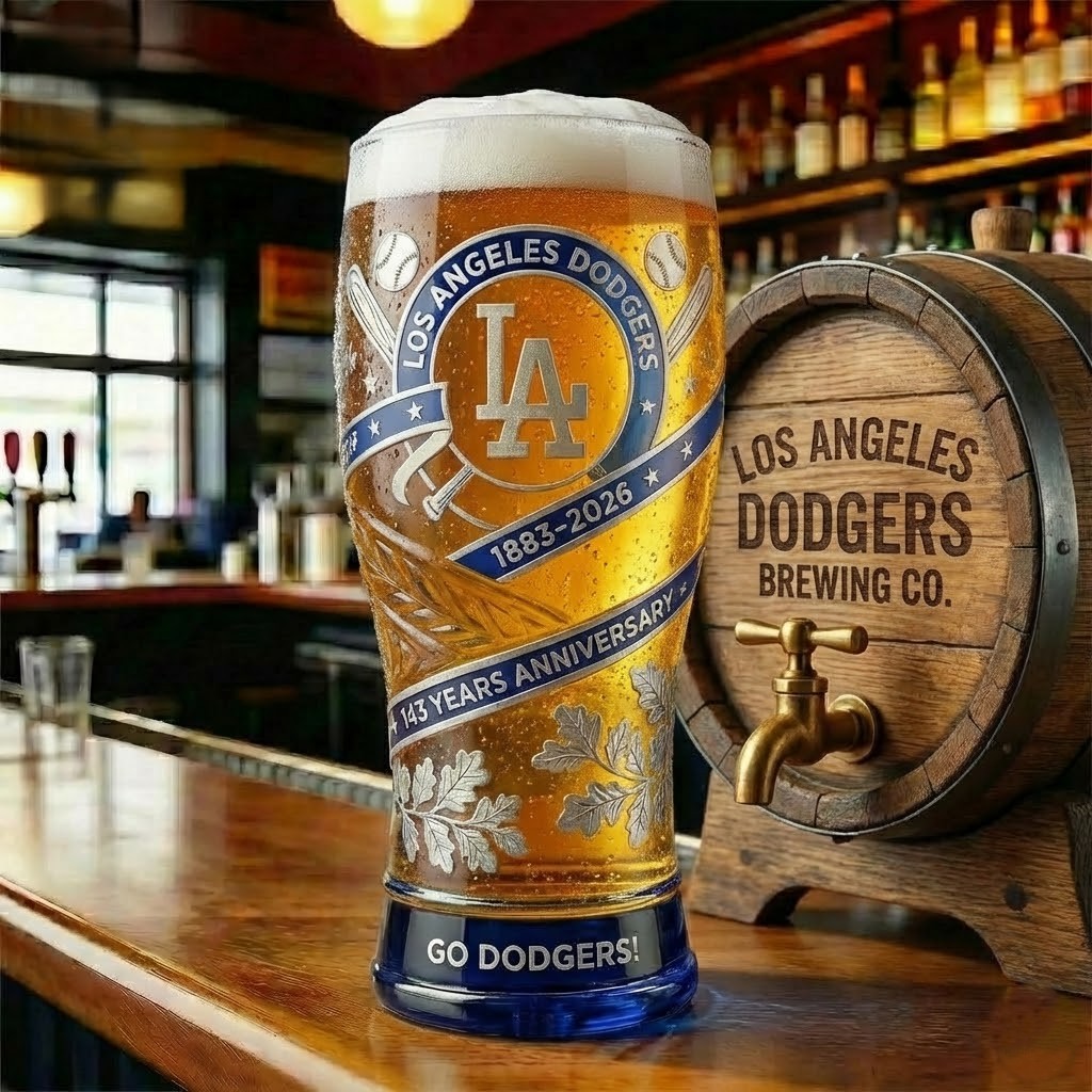 Los Angeles Dodgers 143 Years Anniversary 1883-2026 Pilsner Glass - Detail View