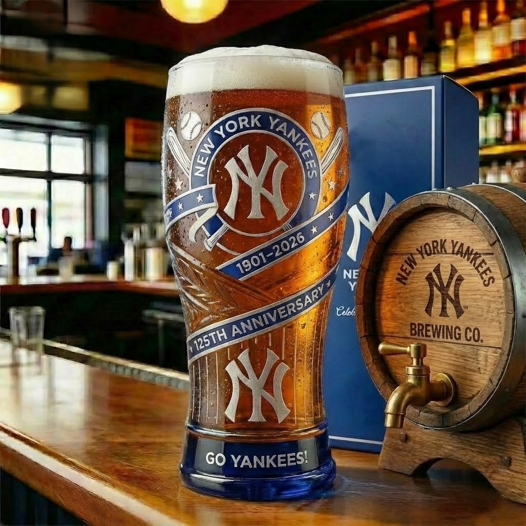New York Yankees 125th Anniversary 1901-2026 Pint Glass - Detail View