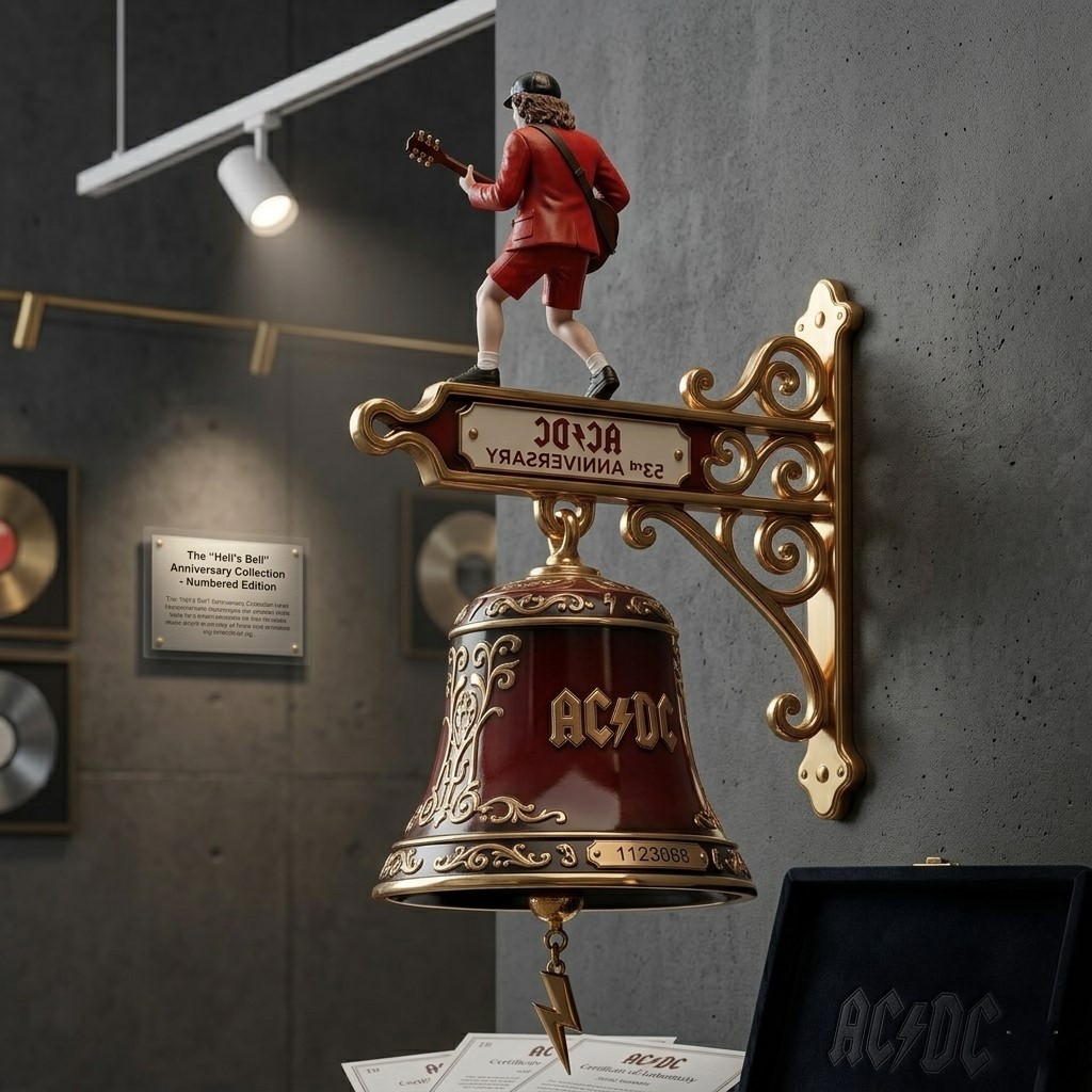 AC/DC 53rd Anniversary 1973-2026 For Those About To Rock Wall Bell - Detail View
