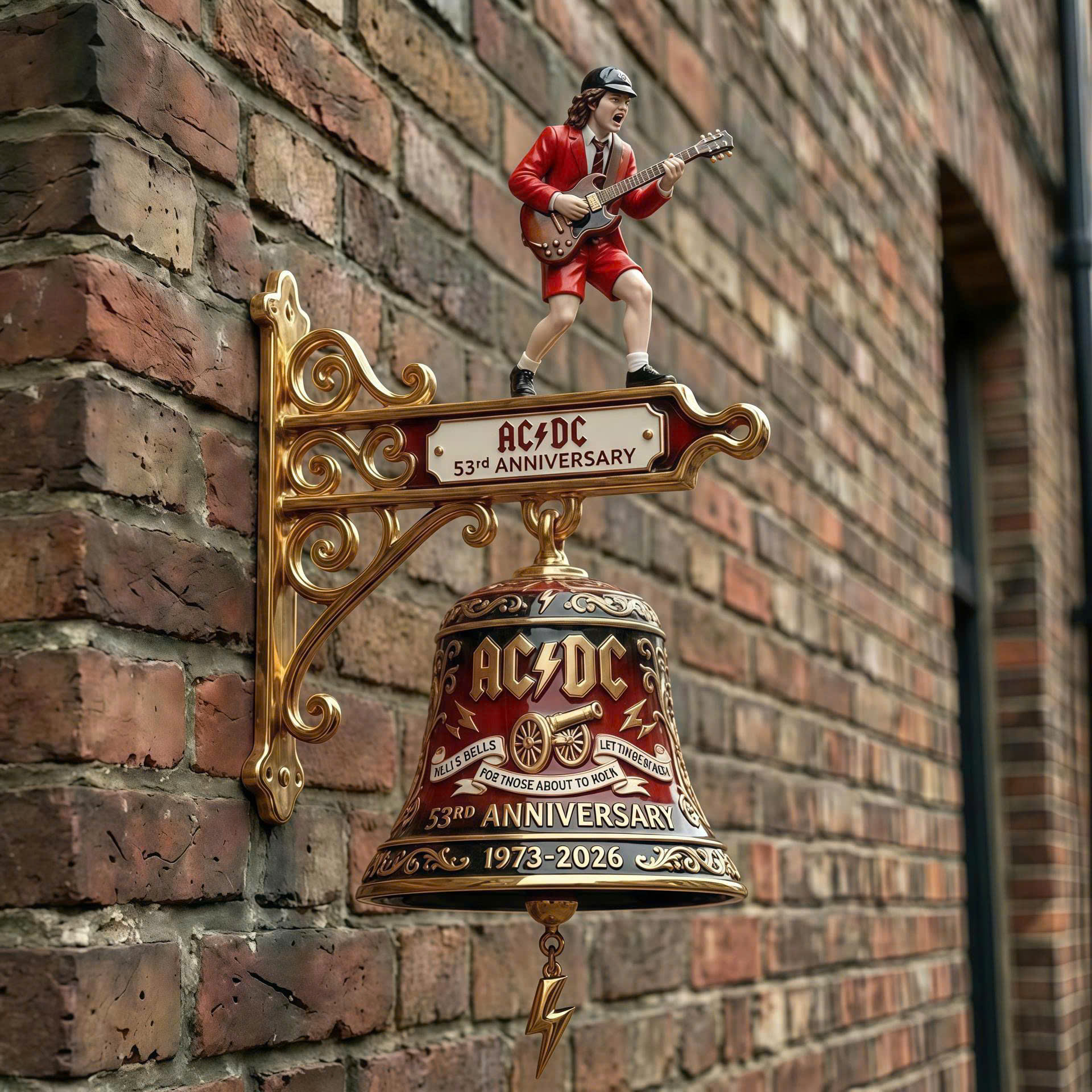 AC/DC 53rd Anniversary 1973-2026 For Those About To Rock Wall Bell - Front View