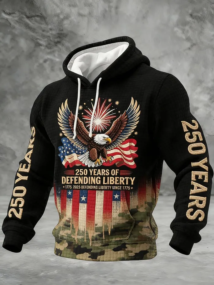 American Eagle 250 Years of Defending Liberty 1775-2025 Hoodie - Front View