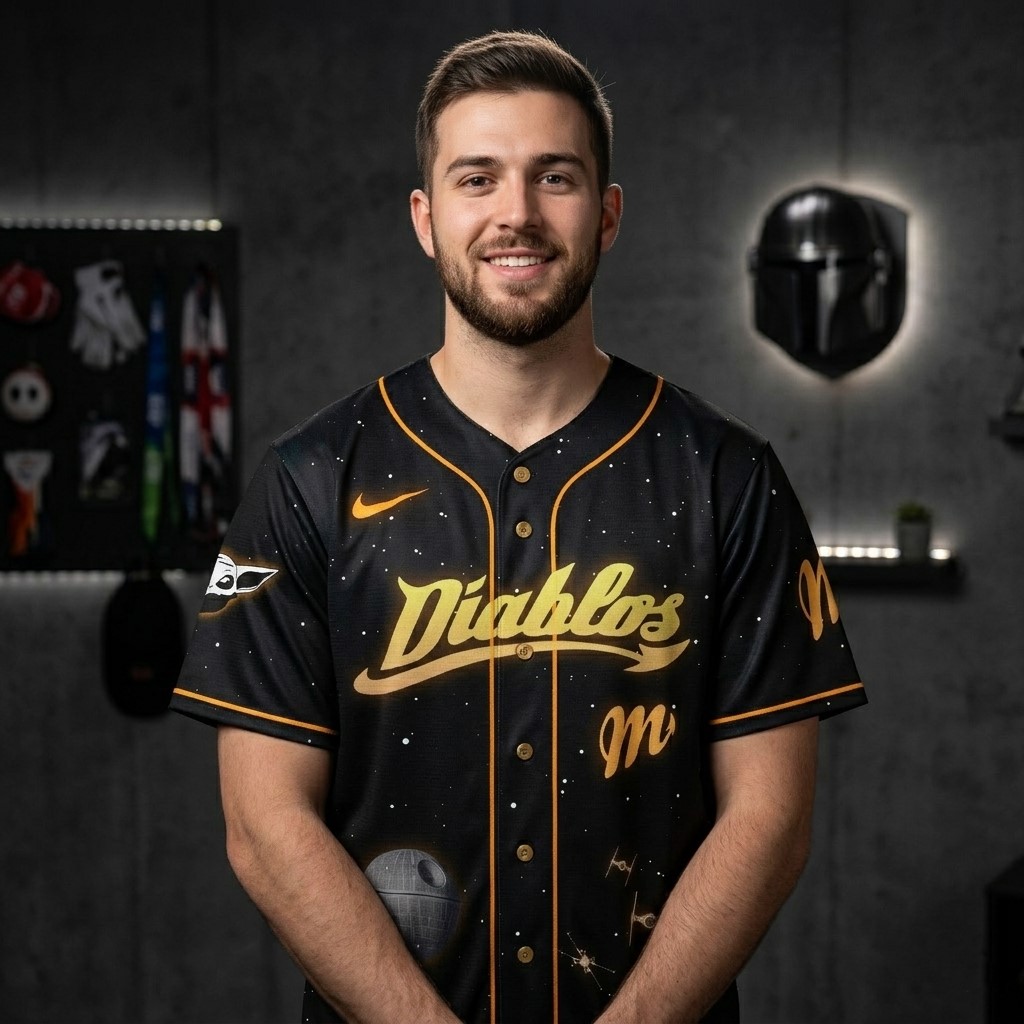 Diablos Star Wars The Mandalorian and Grogu Baseball Jersey - Detail View