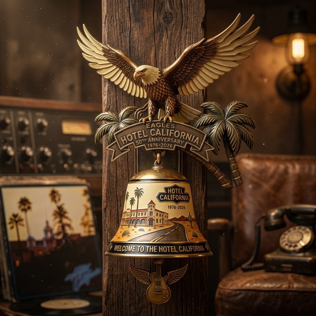 Eagles Hotel California 50th Anniversary Commemorative Bell - Detail View