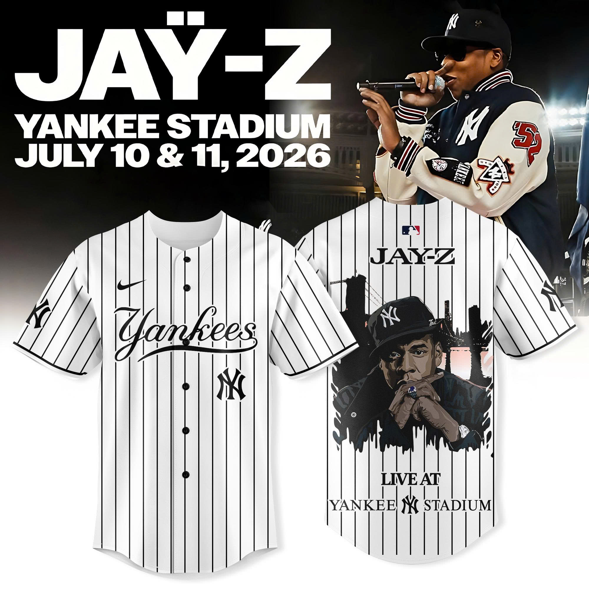 JAY-Z New York Yankees 2026 Baseball Jersey - Front View
