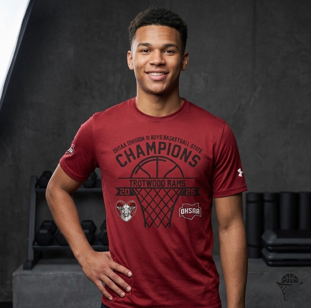 Trotwood Rams OHSAA Division II Boys Basketball State Champions 2026 T-Shirt - Detail View