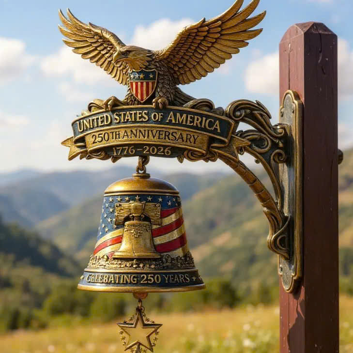 United States of America 250th Anniversary 1776-2026 Wall Bell - Detail View