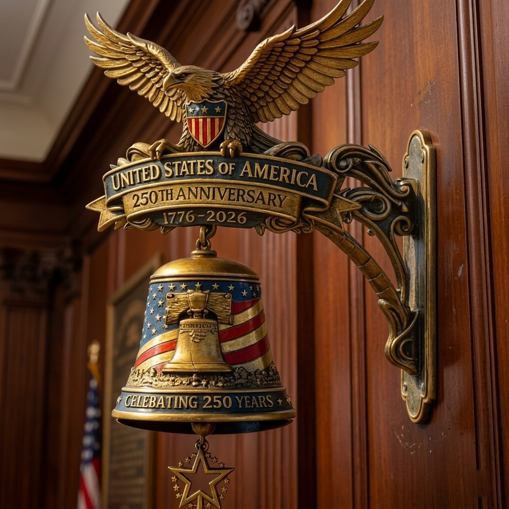 United States of America 250th Anniversary 1776-2026 Wall Bell - Front View