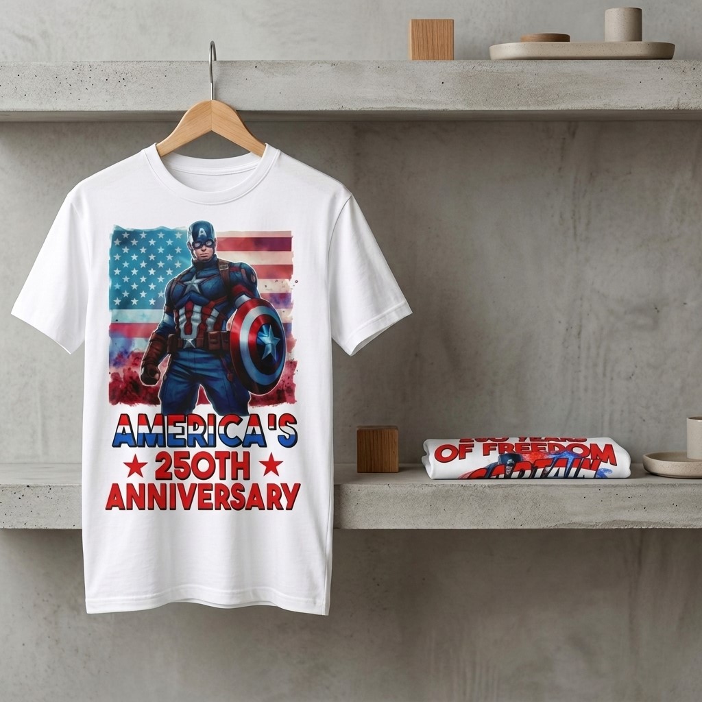 Captain America America's 250th Anniversary T-Shirt - Detail View