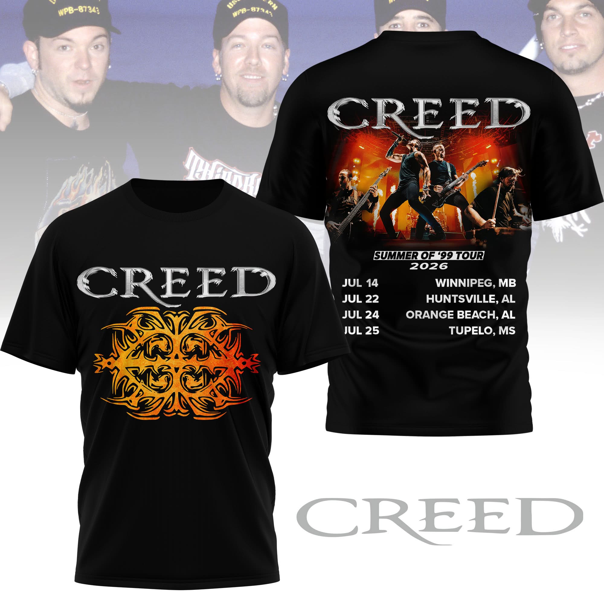 Creed Summer Of 99 Tour 2026 T-Shirt - Front View