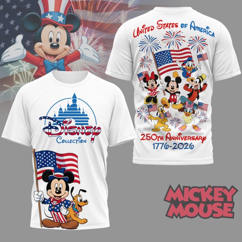 Disney Mickey Mouse United States of America 250th Anniversary 1776-2026 T-Shirt - Front View