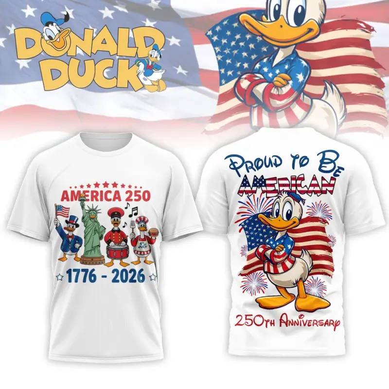 Donald Duck America 250th Anniversary 1776-2026 T Shirt - Front View