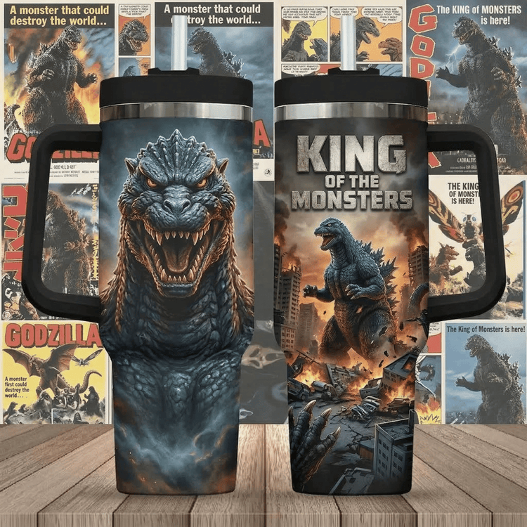 Godzilla King Of The Monsters Tumbler With Handle - Front View