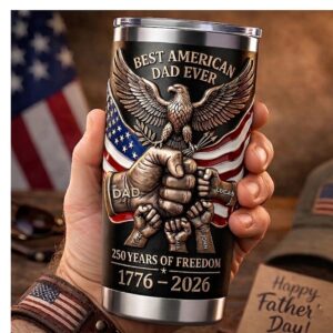 Patriotic American Dad Personalized Fist Bump 1776-2026 Tumbler