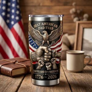Patriotic American Dad Personalized Fist Bump 1776-2026 Tumbler