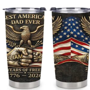 Patriotic American Dad Personalized Fist Bump 1776-2026 Tumbler
