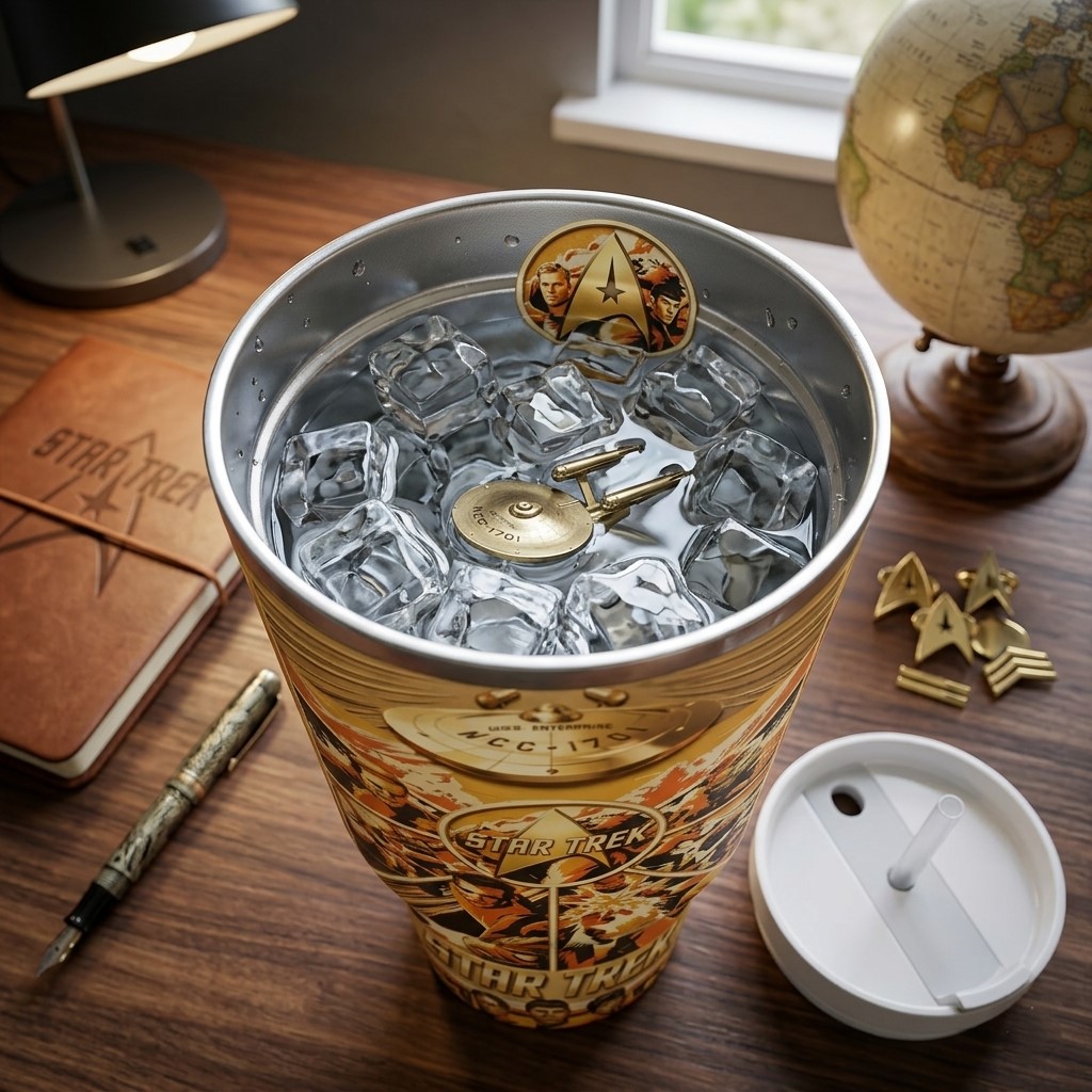 Star Trek 60th Anniversary Tumbler With Handle - Detail View