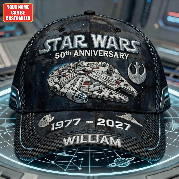 Star Wars 50th Anniversary 1977-2027 Custom Name Cap - Front View