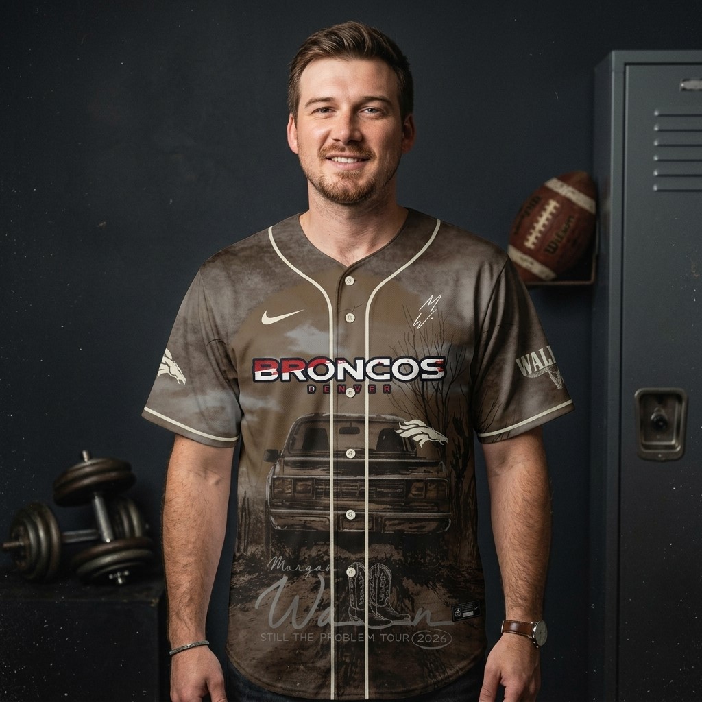 Denver Broncos x Morgan Wallen Still The Problem Tour 2026 Baseball Jersey - Detail View