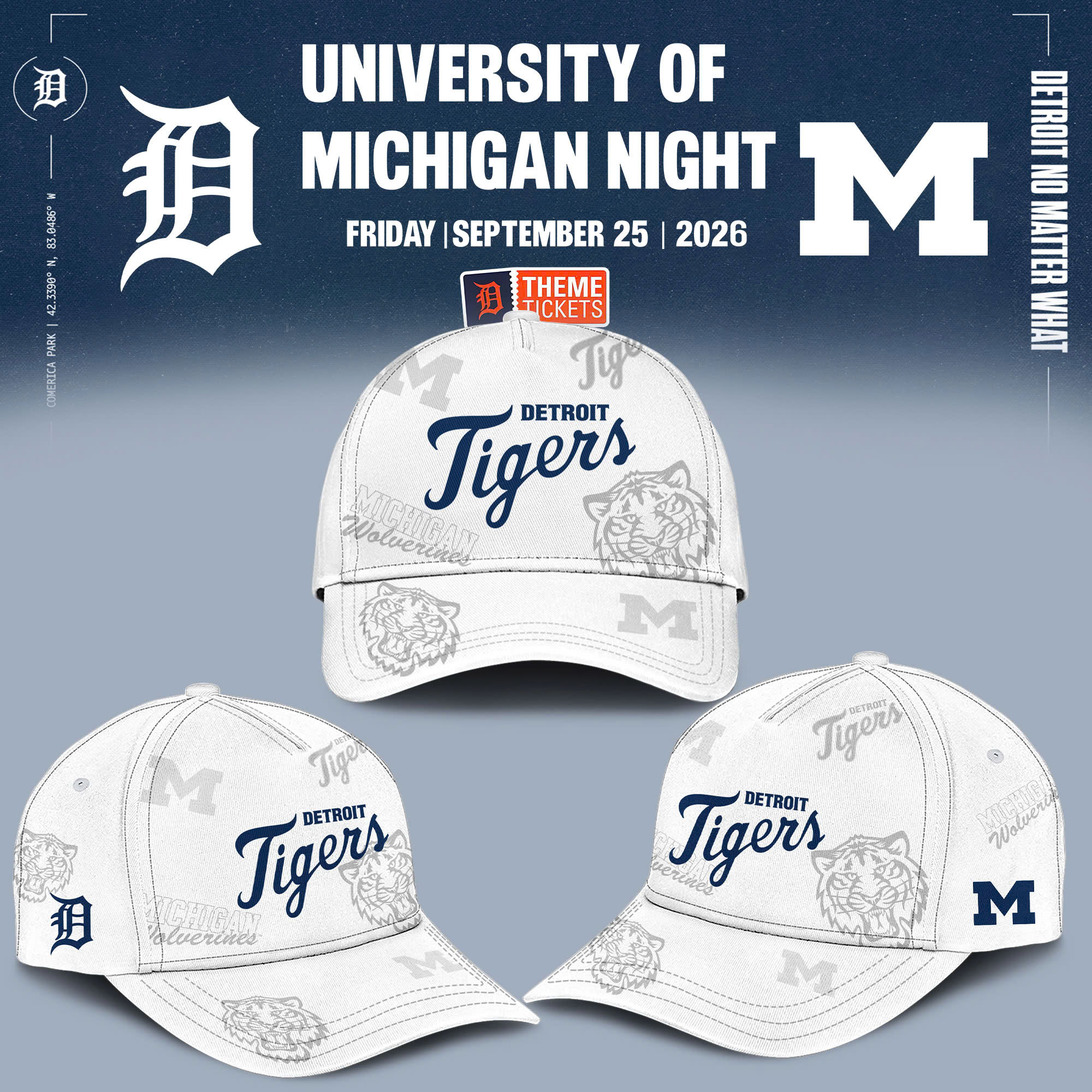 Detroit Tigers University of Michigan Night 2026 Cap - Front View