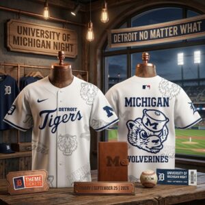 Detroit Tigers University of Michigan Night Baseball Jersey