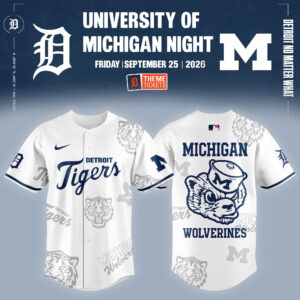 Detroit Tigers University of Michigan Night Baseball Jersey