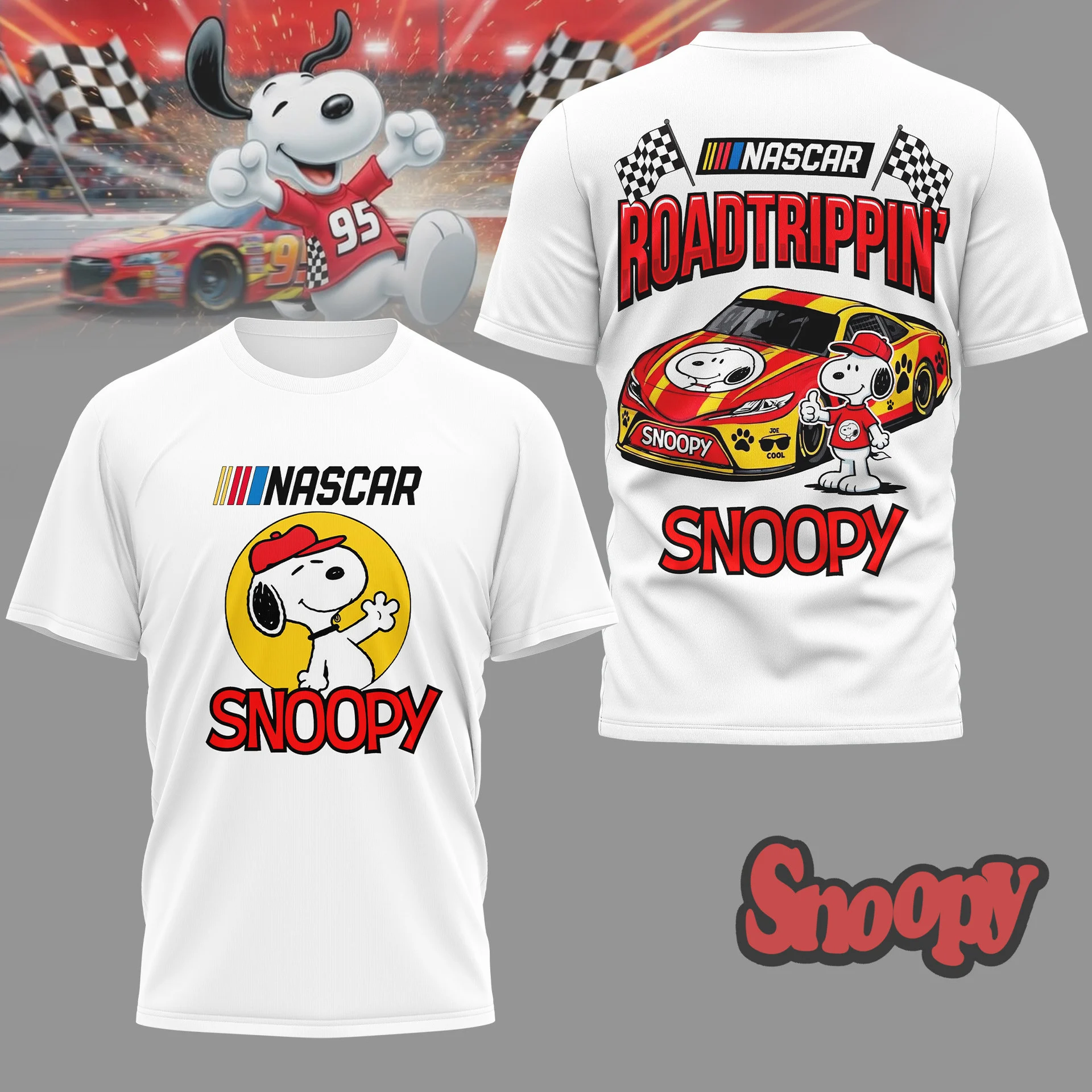 Snoopy NASCAR Roadtrippin T-Shirt - Front View