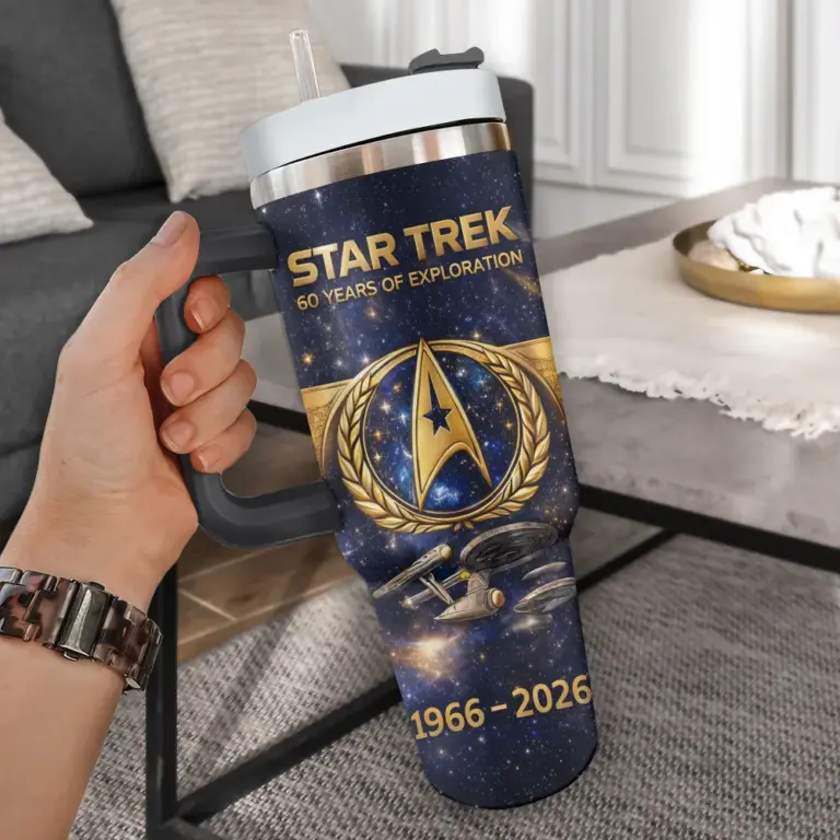 Star Trek 60 Years Of Exploration Live Long And Prosper Personalized Tumbler - Detail View