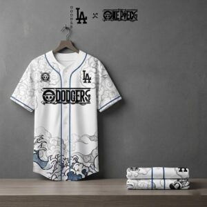LA Dodgers One Piece Gear 5 Luffy Collaboration Baseball Jersey