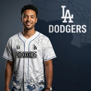 LA Dodgers One Piece Gear 5 Luffy Collaboration Baseball Jersey
